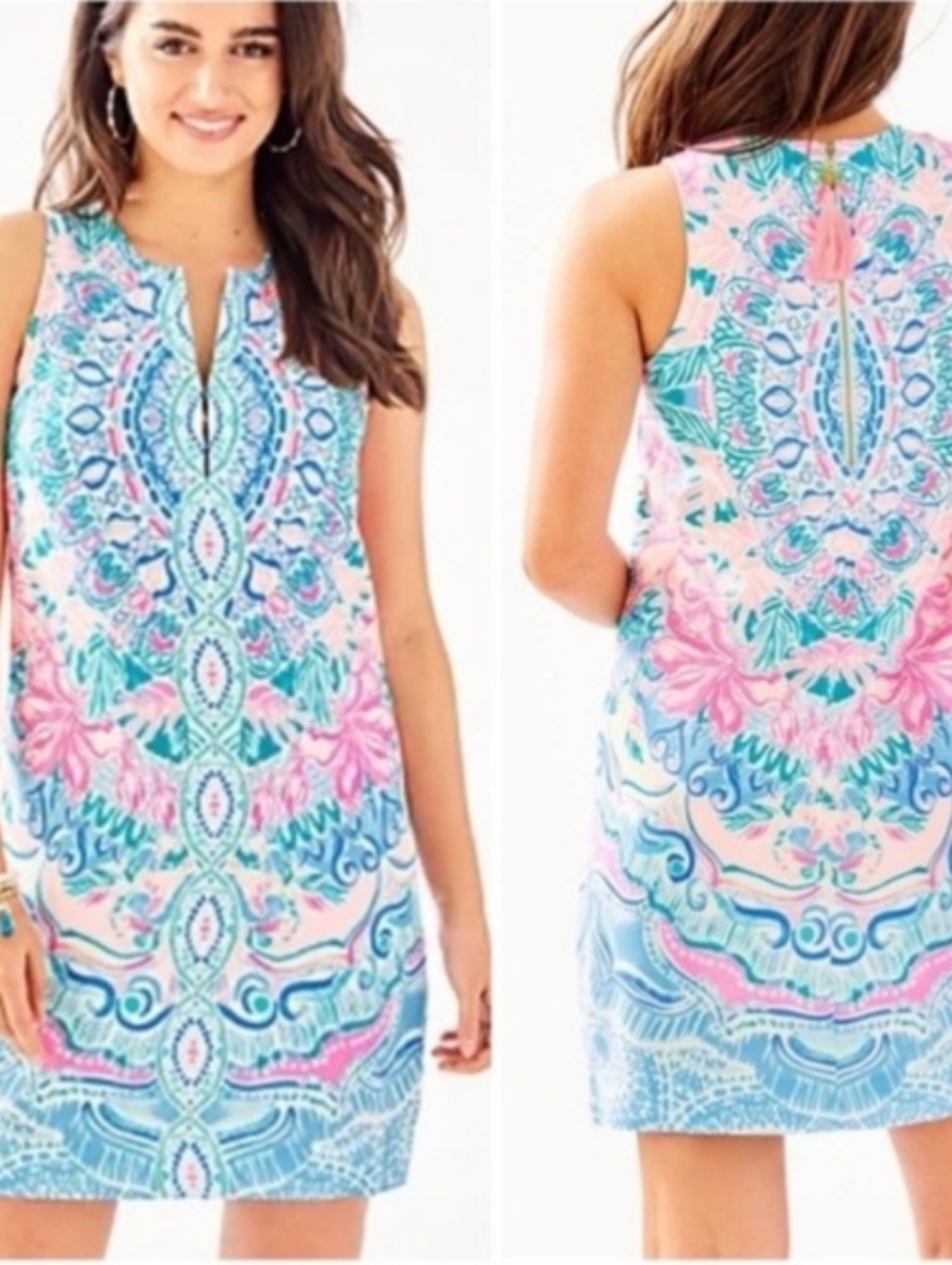 Lilly Pulitzer Kelby Stretch Multi Hot Tamale Engineered Shift Dress > Like NEW